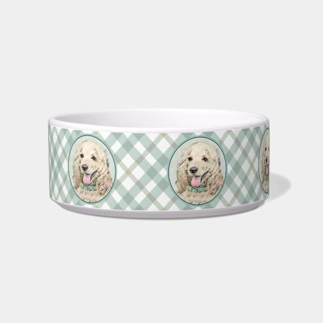 Cocker Spaniel Buff Painting - Original Dog Art Bowl (Left)