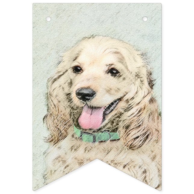 Cocker Spaniel Buff Painting - Original Dog Art Bunting Flags (First Flag)