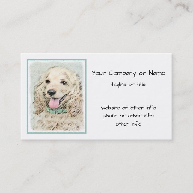 Cocker Spaniel Buff Painting - Original Dog Art Business Card (Front)