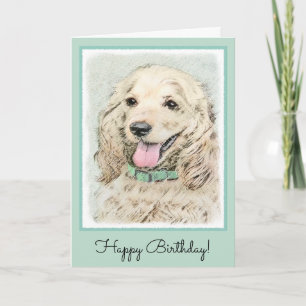 Cocker Spaniel Buff Painting - Original Dog Art Card