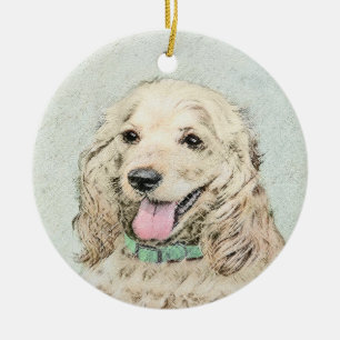 Cocker Spaniel Buff Painting - Original Dog Art Ceramic Ornament