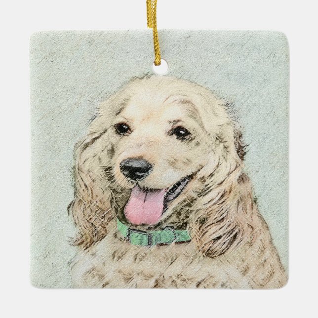 Cocker Spaniel Buff Painting - Original Dog Art Ceramic Ornament (Front)