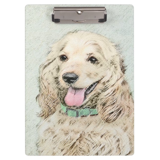 Cocker Spaniel Buff Painting - Original Dog Art Clipboard (Front)