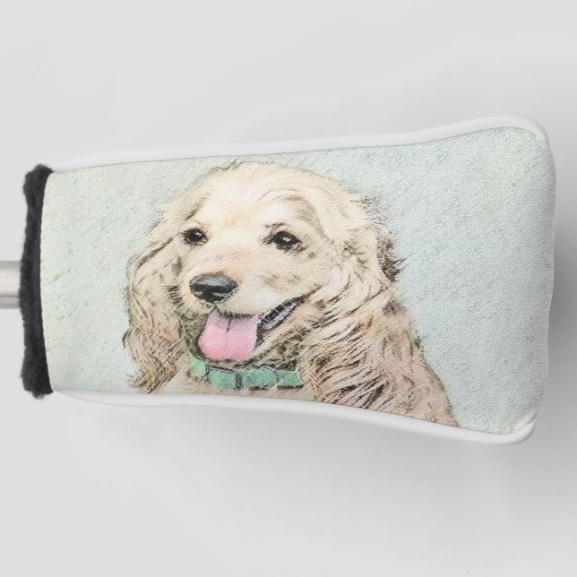 Cocker Spaniel Buff Painting - Original Dog Art Golf Head Cover (Front)