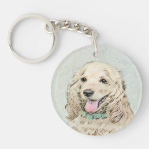 Cocker Spaniel Buff Painting - Original Dog Art Keychain