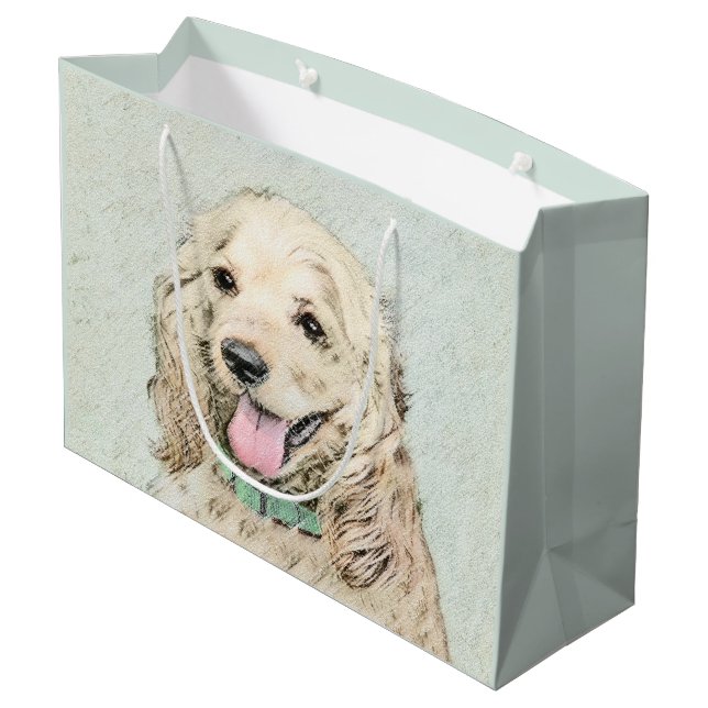 Cocker Spaniel Buff Painting - Original Dog Art Large Gift Bag (Back Angled)