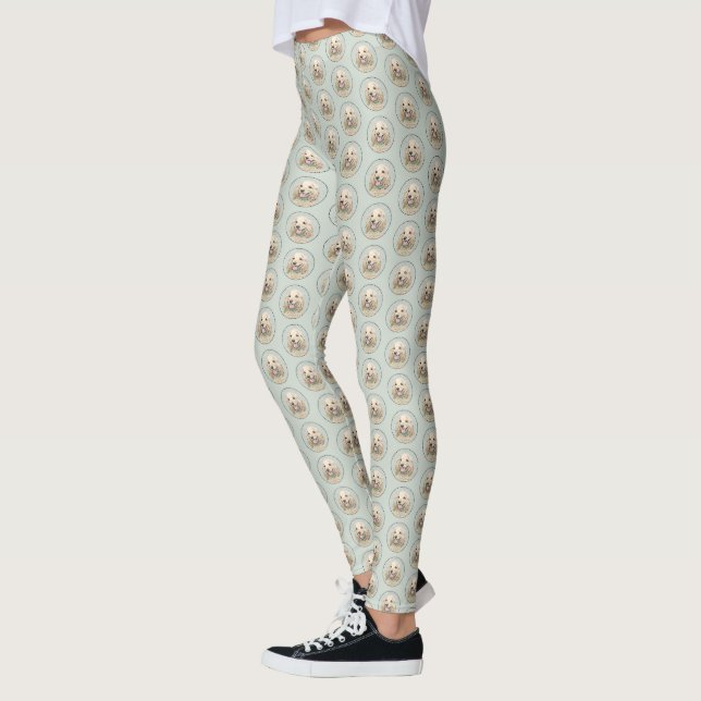 Cocker Spaniel Buff Painting - Original Dog Art Leggings (Left)