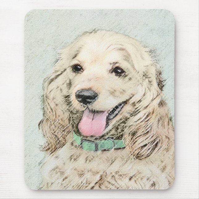 Cocker Spaniel Buff Painting - Original Dog Art Mouse Pad (Front)