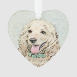 Cocker Spaniel Buff Painting - Original Dog Art Ornament