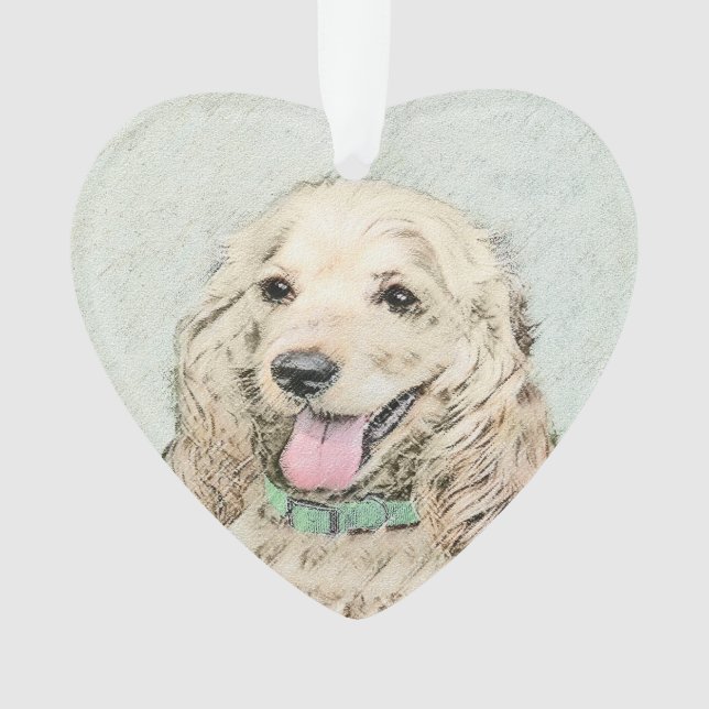 Cocker Spaniel Buff Painting - Original Dog Art Ornament (Front)