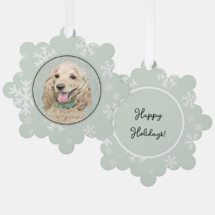 Cocker Spaniel Buff Painting - Original Dog Art Ornament Card