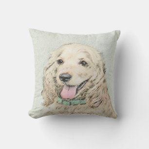 Cocker Spaniel Buff Painting - Original Dog Art Outdoor Pillow
