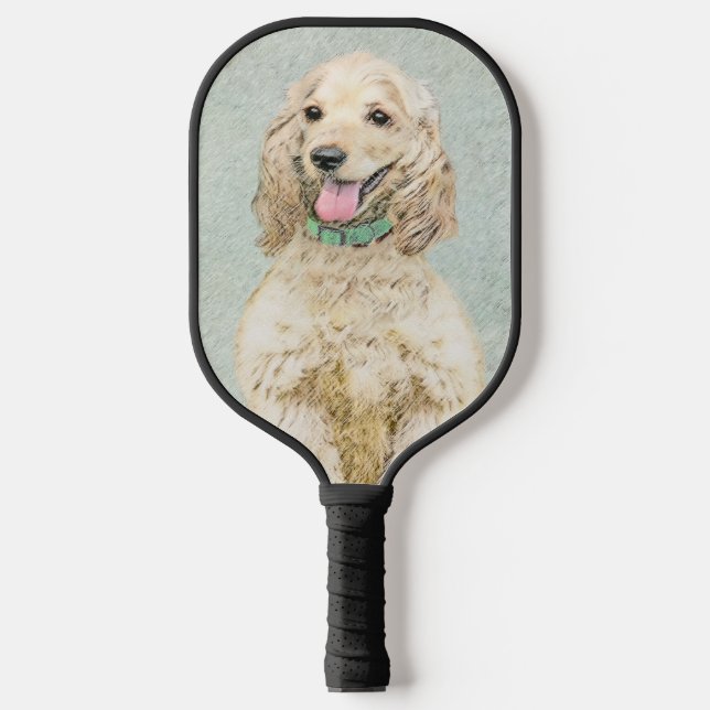Cocker Spaniel Buff Painting - Original Dog Art Pickleball Paddle (Front)