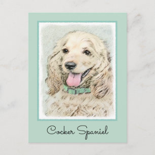 Cocker Spaniel Buff Painting - Original Dog Art Postcard