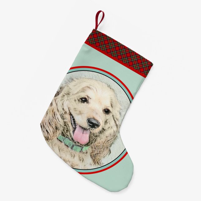 Cocker Spaniel Buff Painting - Original Dog Art Small Christmas Stocking (Front (Hanging))