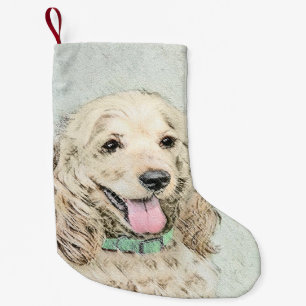 Cocker Spaniel Buff Painting - Original Dog Art Small Christmas Stocking