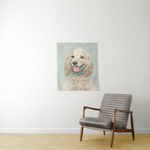 Cocker Spaniel Buff Painting - Original Dog Art Tapestry
