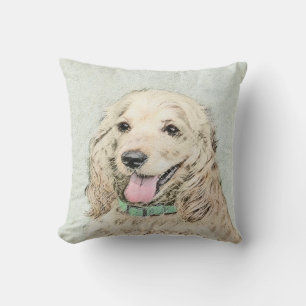 Cocker Spaniel Buff Painting - Original Dog Art Throw Pillow