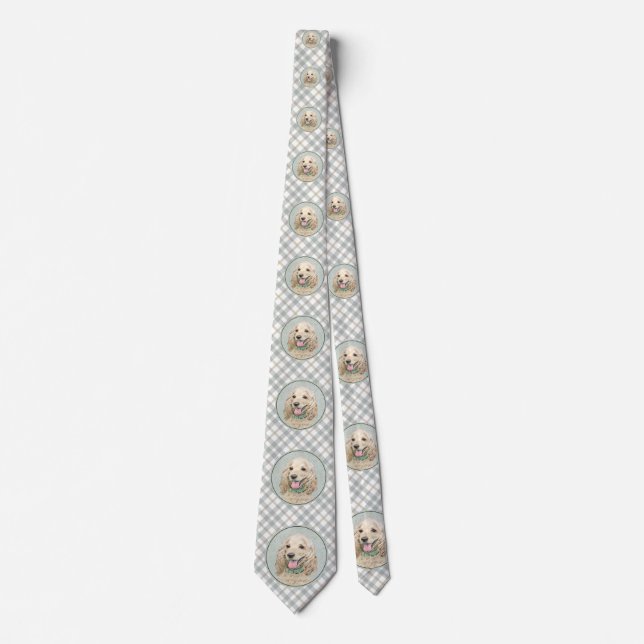 Cocker Spaniel Buff Painting - Original Dog Art Tie (Front)