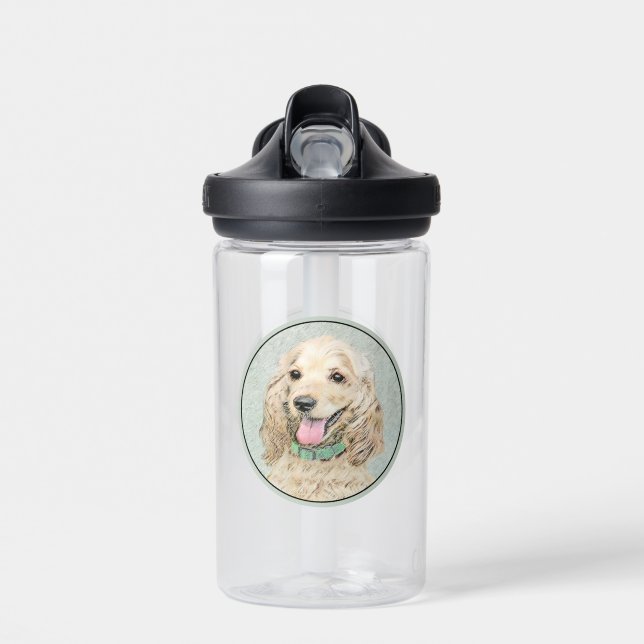 Cocker Spaniel Buff Painting - Original Dog Art Water Bottle (Front)
