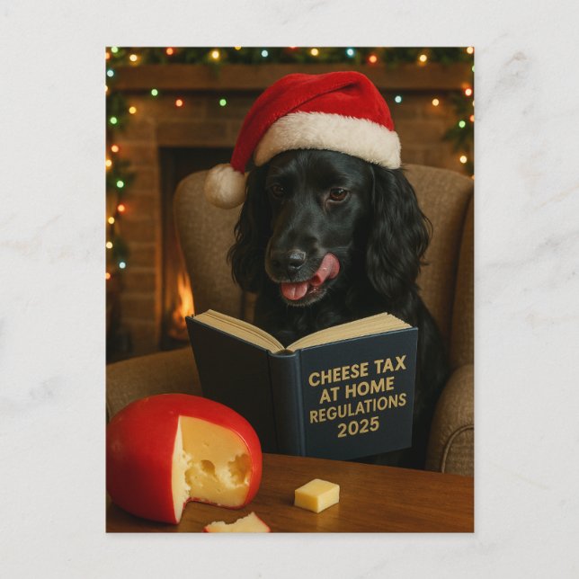 Cocker spaniel  'Cheese Tax' Christmas postcard (Front)