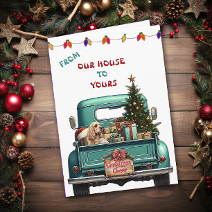 Cocker Spaniel Chien Retro Farm Truck Carte de Noë