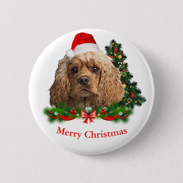 Cocker spaniel Christmas  2 Inch Round Button (Front)