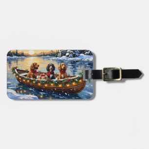 Cocker Spaniel Christmas Boat Holiday Luggage Tag