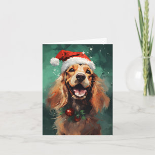 Cocker Spaniel Christmas brush painting artwork Card