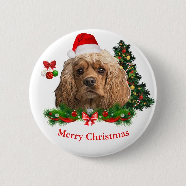 Cocker spaniel Christmas  Button (Front)