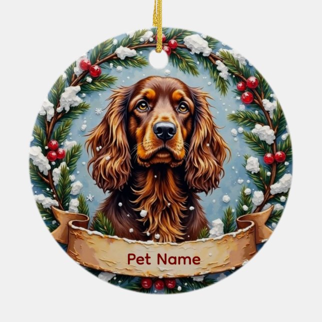 Cocker Spaniel Christmas Ceramic Ornament (Back)
