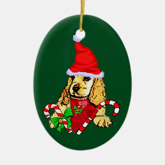 Cocker Spaniel Christmas Ceramic Ornament (Front)