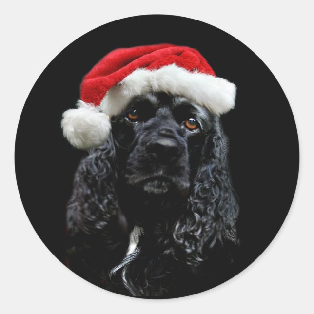 Cocker Spaniel Christmas Classic Round Sticker (Front)