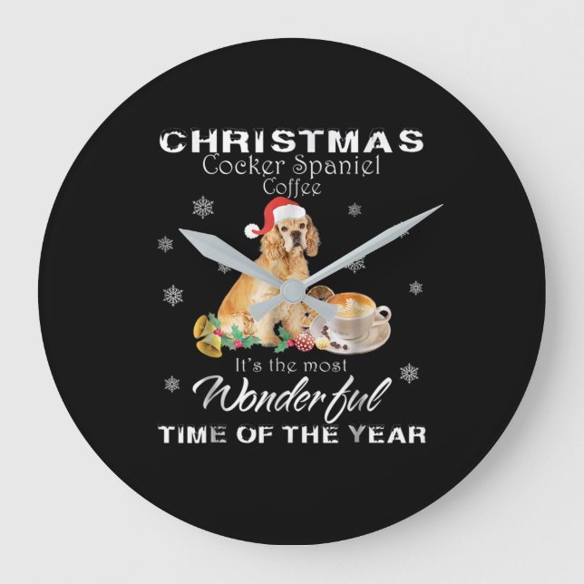 Cocker Spaniel | Christmas Cocker Spaniel Coffee Large Clock (Front)