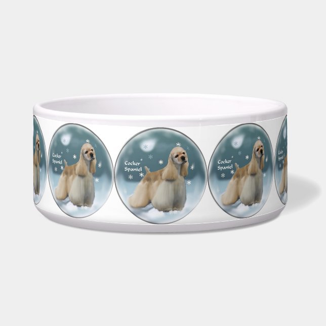 Cocker Spaniel Christmas Dog Bowl (Front)