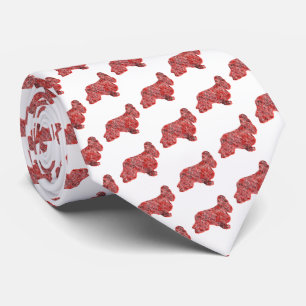 Cocker Spaniel Christmas Dog Silhouette White Neck Tie