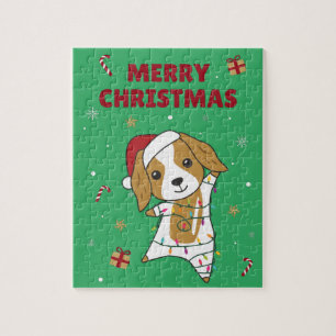 Cocker Spaniel Christmas Dog Winter Animals Dogs J Jigsaw Puzzle