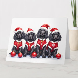 Cocker Spaniel Christmas Dress Santa Hat Card