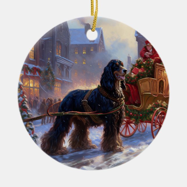 Cocker Spaniel Christmas Festive Season Ceramic Ornament (Front)