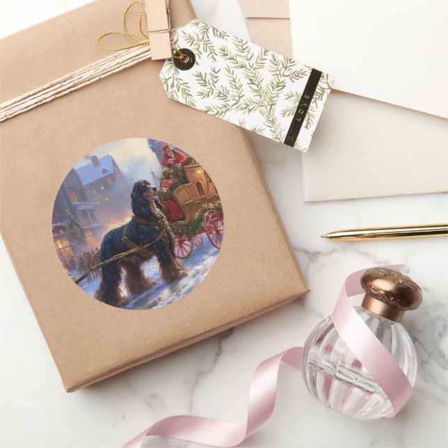 Cocker Spaniel Christmas Festive Season Classic Round Sticker (Gifting)