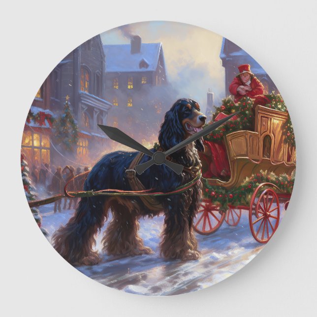 Cocker Spaniel Christmas Festive Season Large Clock (Front)