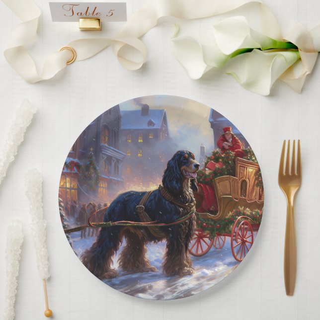 Cocker Spaniel Christmas Festive Season Paper Plate (Wedding)