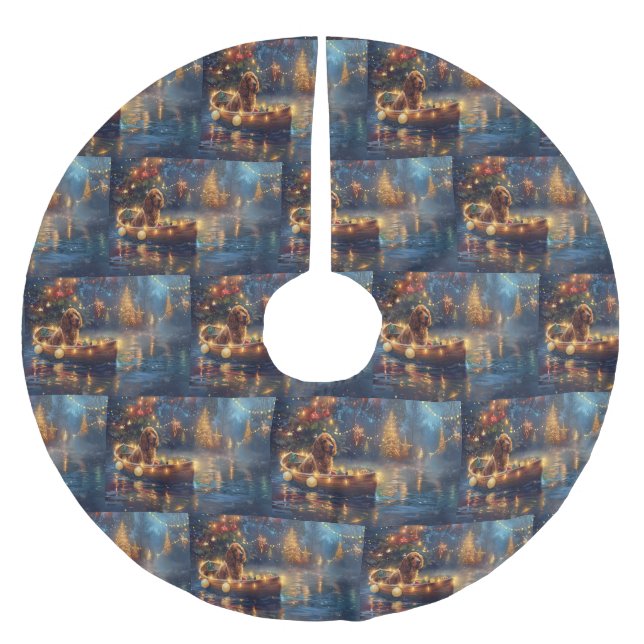Cocker Spaniel Christmas Festive Voyage Brushed Polyester Tree Skirt (Front)