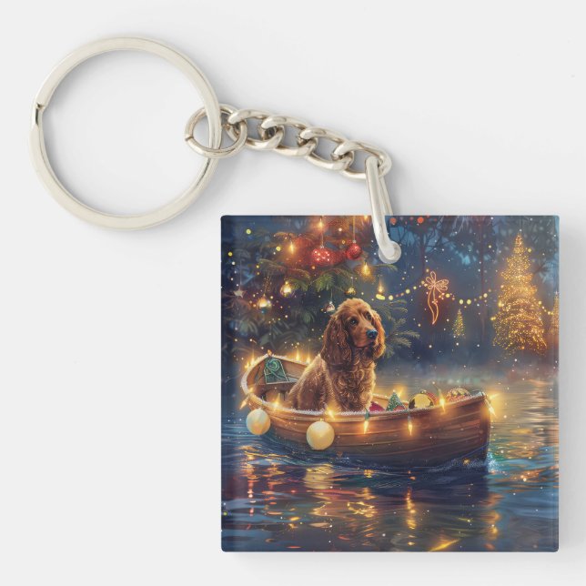 Cocker Spaniel Christmas Festive Voyage Keychain (Front)