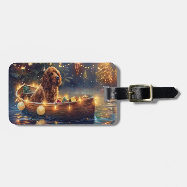 Cocker Spaniel Christmas Festive Voyage Luggage Tag (Front Horizontal)