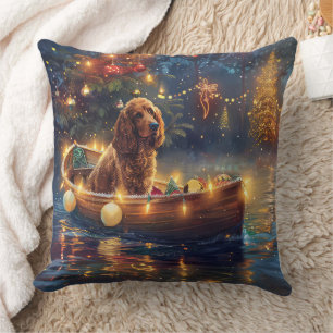 Cocker Spaniel Christmas Festive Voyage Throw Pillow