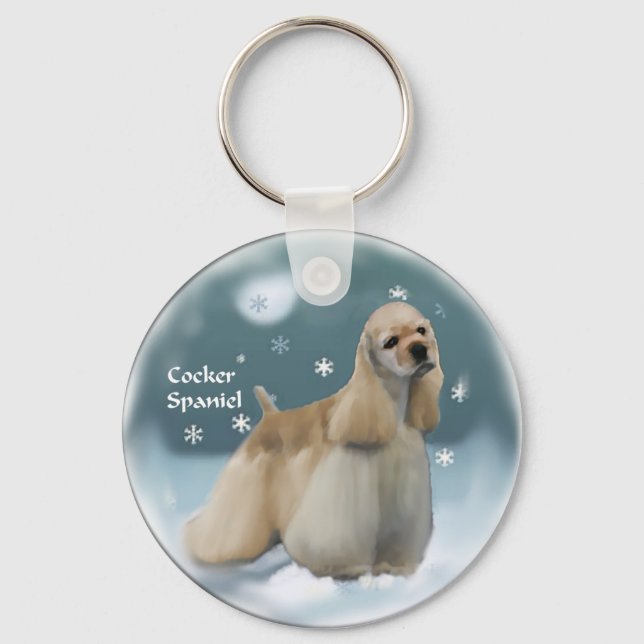 Cocker Spaniel Christmas Gifts Keychain (Front)