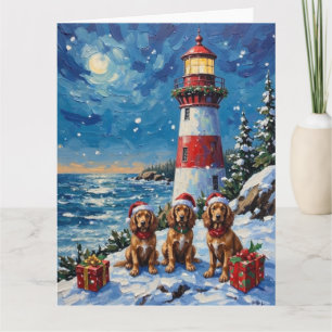 Cocker Spaniel Christmas Lighthouse Holiday Card