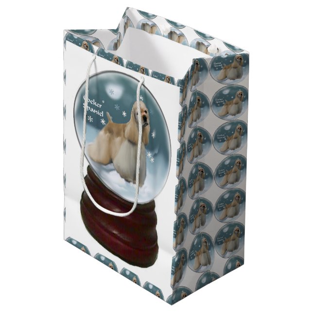 Cocker Spaniel Christmas Medium Gift Bag (Front Angled)