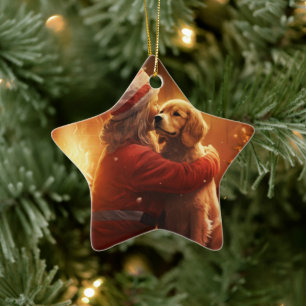 Cocker Spaniel Christmas Ornament, Fireman Pet Ceramic Ornament